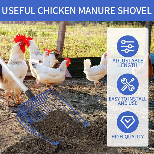 Jonkehai 6inch 23 42" Chicken Poop Scooper Metal Chicken Litter Scoop Extendable Metal Cat Litter Scoop to Long Chicken