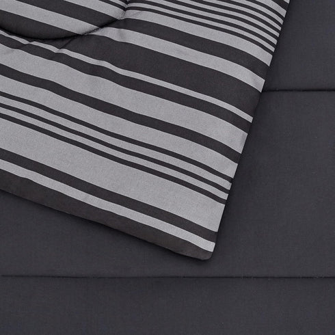 5-Piece Set Amazon Basics Lightweight Microfiber Comforter with Sheets, Bed-in-a-Bag, Gray Calvin Striped Bedding