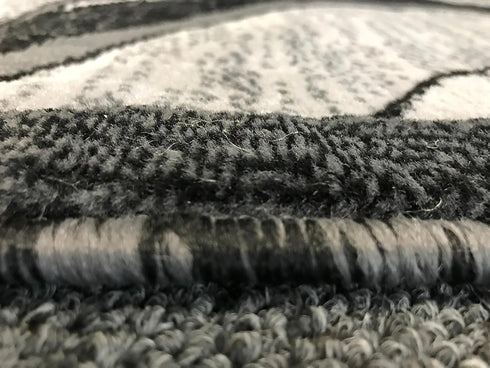 Modern Contemporary Door Mat Rug - Grey & Black Silver Design, 2 Feet X 3 Feet