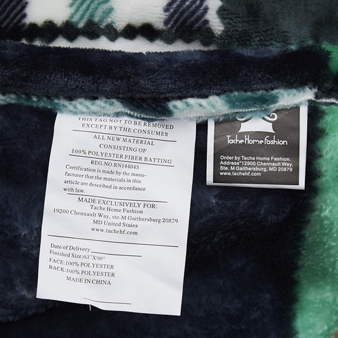63x87, Tache Forest Green Farmhouse Super Soft Micro Fleece Plaid Patchwork Plush Lightweight Dual-Sided Decorative