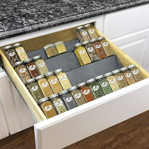 4 LYNK PROFESSIONAL Expandable Organizer - Heavy Gauge Steel Tier Spice Rack Insert Tray for Spice Jars, Herbs