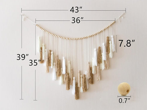 35'' 36'' Decocove Large Macrame Wall Hanging with Wood Beads - Bohemian Wall Decor for Bedroom, Living Room
