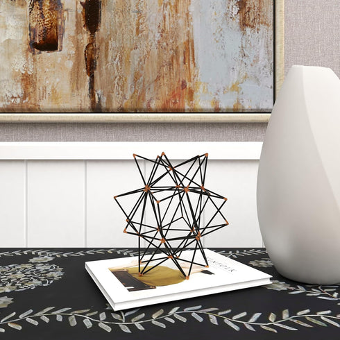 Deco 79 Metal Geometric Decorative Sculpture Home Decor Statue with Gold Accents, 7" x 7" x 7", Black