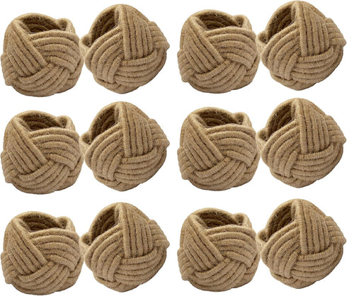COTTON CRAFT Jute Napkin Rings - Set of 12 Handmade Nautical Knot Woven Rope Napkin Holders for Dining Table Décor