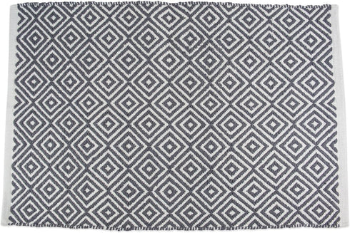 DII 2x3 Woven Cotton Throw Rug, Area Rugs for Kitchen, Bedroom, Bathroom or Entry Way, Small Rug, Diamond Gray