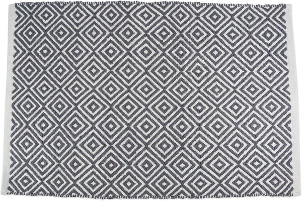 DII 2x3 Woven Cotton Throw Rug, Area Rugs for Kitchen, Bedroom, Bathroom or Entry Way, Small Rug, Diamond Gray