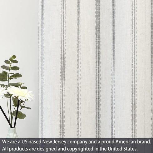 DriftAway Farmhouse Vertical Striped Linen Blend Valances, 18 Inch Blackout Kitchen Curtain Valance, 1 Panel for Living