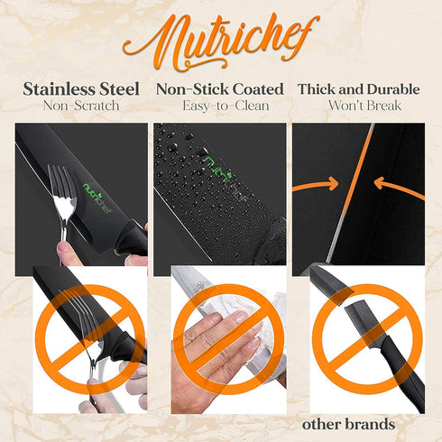 NutriChef 7 Piece Kitchen Knife Set, Stainless Steel Precision Knives with 5 Knives & Bonus Sharpener, Acrylic Block