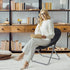 Nouva Folding Chair, Foldable Moon Chair Lounge Faux-Fur Round Reading Chair Gaming Chair w/Metal Frame for Kids Teens