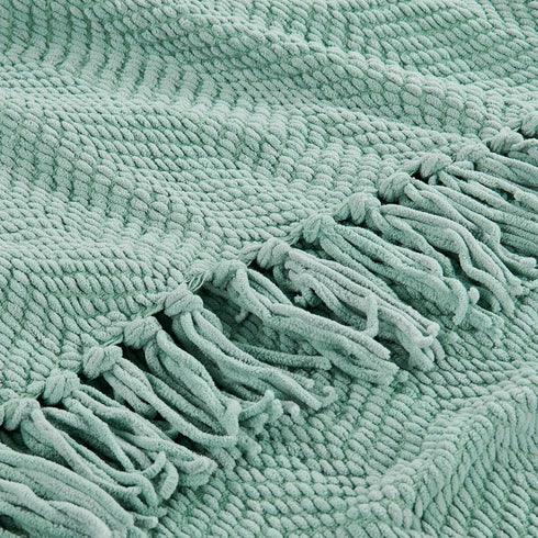 Home Soft Things Throw Blanket, Knitted Tweed, 50'' x 60'', Silver Blue, Cozy Warm Comfortable