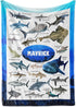 60x80) Personalized Shark Blanket for Kids - Ships Next Day and Made in USA - Soft Fleece Throw Bed, Cute Room Decor