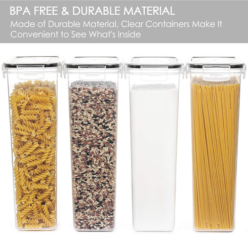 Vtopmart 4pc Airtight Pasta Storage Containers, 2.8L, BPA Free, Black for Kitchen Organization