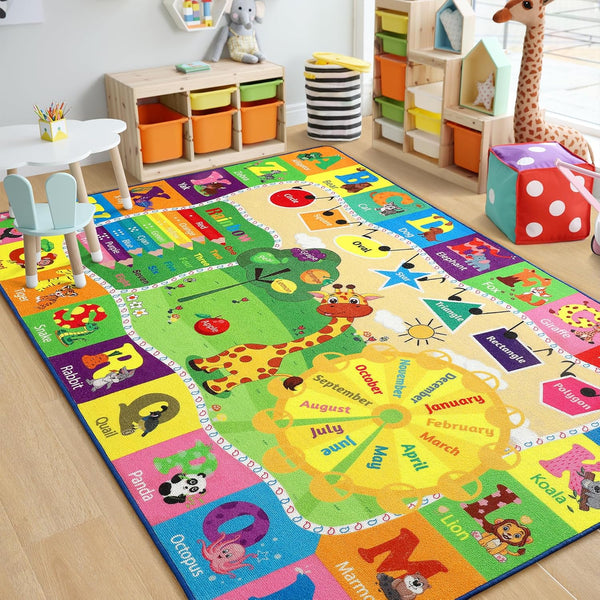 Chicrug Educational 4x6 Kids Area Rug for Playroom, TPR Non Slip Kids