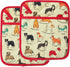 Pot Holders Set of 2 - Heat Resistant 480? Kitchen Cotton with Dog Flower Print for Home Cooking & Baking