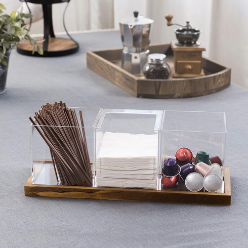 3 4 Set MyGift Modern Modular Coffee and Tea Station Organizer with Removable Premium Clear Acrylic Compartments
