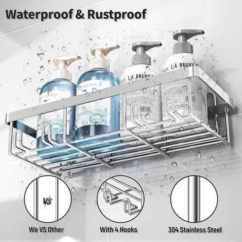 5 Pack Liuoud Shower Caddy Organizer Rack Shelf for Inside Shower, Self Adhesive Bathroom Wall Storage Basket Rustproof