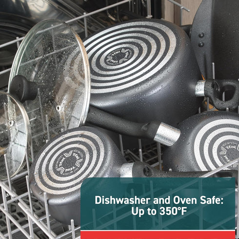 T-fal Initiatives Non Stick Fry Pan Set, 2 Piece 8.5 & 10 Inch, Oven Safe 350F, Kitchen Cooking Skillets, Dishwasher