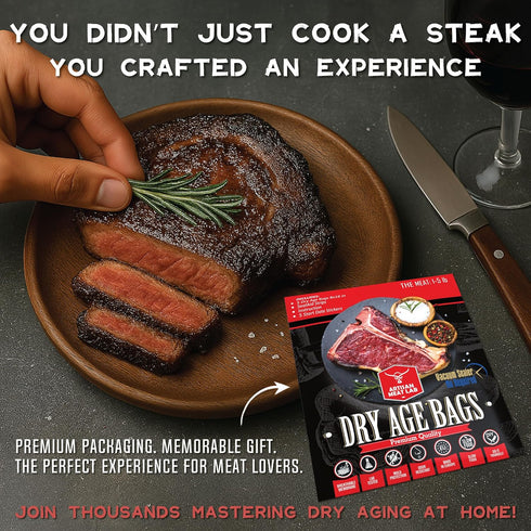 Artisan Meat LAB 5pcs. 8x12 (20x30 cm), 1-4 lb 0.5-2 Dry Age Bag for Beef Steak. Easily Create Delicious DIY Aged Meat.