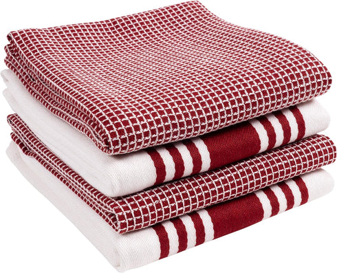 KAF Home Kitchen Towels, Set of 4 Absorbent and Durable, 18 x 28 Inches, Perfect for Drying Dishes - Wine
