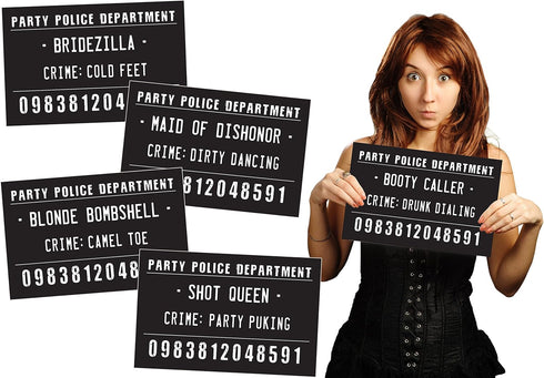 20 Funny Mugshot Signs - Selfie Photo Booth Prop Party Supplies for Bachelorette, Bridal Shower, Girls Night, Birthday,