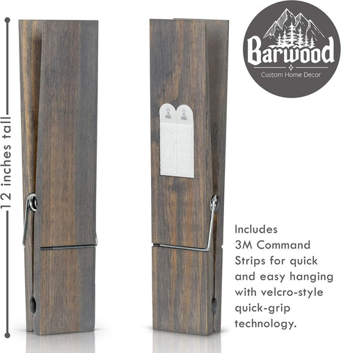 12 (2 Giant Clothespin Bathroom Towel Holder | Huge Clothes pin | Farmhouse Bathroom dcor | Laundry Room or Nursery