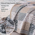 Set 3 Set, Set 90"x96" Mybedsoul Patchwork Quilt Queen Size, Pieces Blue Brown Floral Plaid Bedspread Coverlet