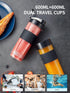 Personal Blender with 2 x 20oz Travel Bottle, Portable Smoothie Blender and Coffee Grinder, 500W Single Serve