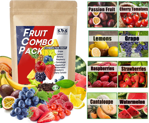 1300+ Seeds Fruit Variety Pack, Grow 8 Juicy Summer Fruits Tomatoes, Melons,