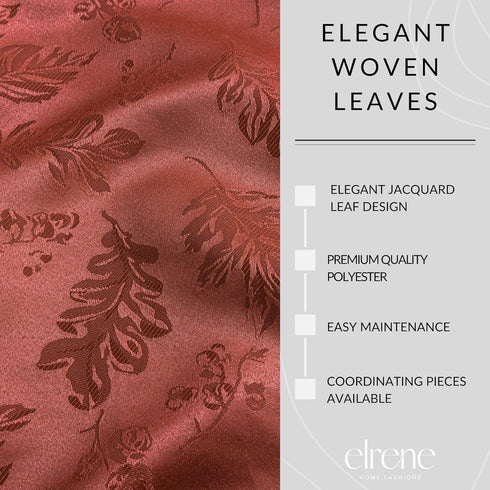 Elrene Home Fashions 70" x 70" Round Elegant Woven Leaves Jacquard Damask Tablecloth, Spice Red, Wrinkle Resistant