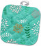 3D Rose Turquoise-White-and Peach Flowers and Leaves Pattern Pot Holder, 8 x 8