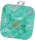 3D Rose Turquoise-White-and Peach Flowers and Leaves Pattern Pot Holder, 8 x 8