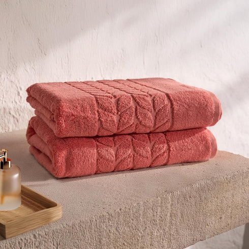Set 2 Set) BAGNO MILANO Organic Turkish Cotton Bath Towels, Hand Towels Luxury Jacquard Collection, Certified Organic