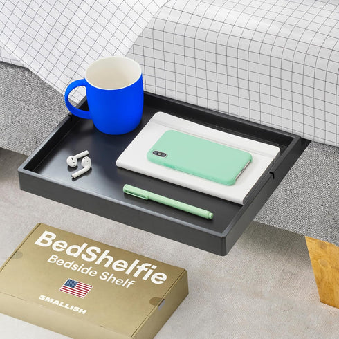 BedShelfie Bedside Shelf for Bunk Bed & Top Bunk, College Dorm Room Essentials, Floating Bed Side Table Tray Storage,