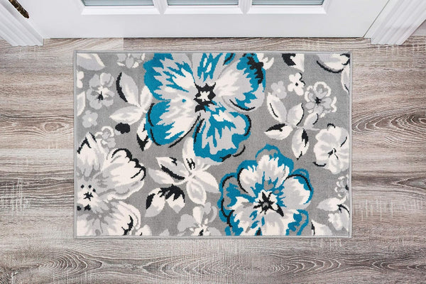 Rugshop Modern Floral Design Area Rug, 2' X 3' Blue - Non-Shedding for Living Room and Bedroom