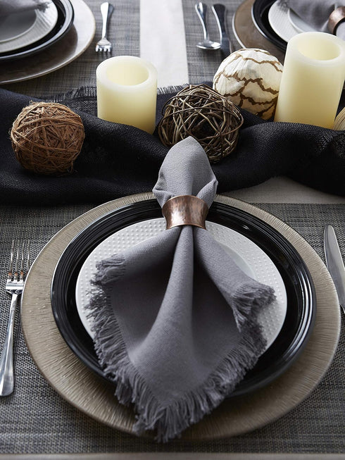 DII PVC Tabletop Collection Placemat Set, Rectangle, 13x17.25, Gray, 6 Piece
