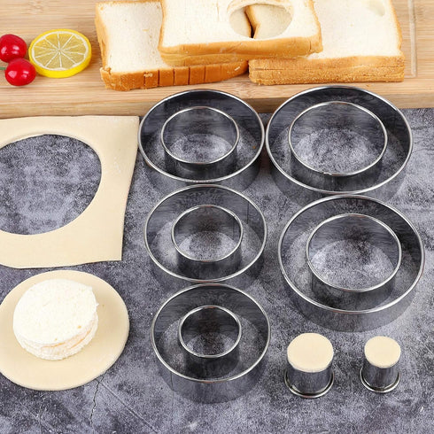 Round Cookie Cutters Set, 12 Pieces Biscuit Cookie Cutters, Circle Pastry Cutters for Baking Doughs and Doughnuts