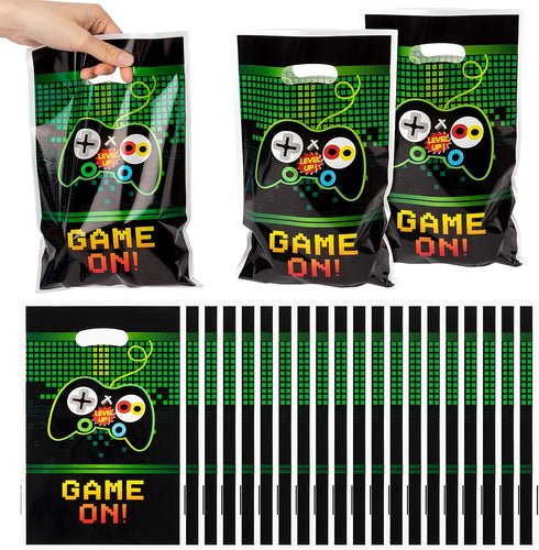 PANTIDE Video Games Party Favor Bags - Game On Plastic Loot Gifts Bags for Video Game Themed Birthday Party, Set of 50