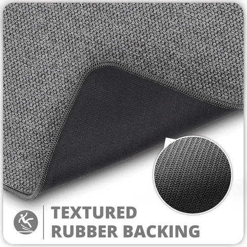 Ultra Thin Dark Grey Bath Mat, Rubber Bath Rugs for Bathroom, Quick Dry, Washable, Super Absorbent 17''x27''