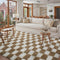 PureCozy Checkered Rug 5x8 for Living Room, Brown and White Modern Shag
