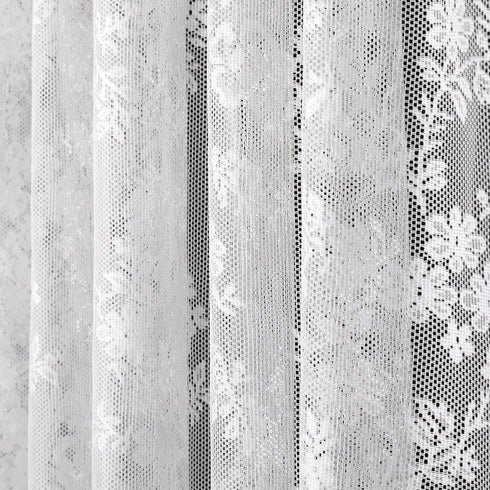 White French Door Curtain, Floral Rose Knitted Semi-Sheer Window Voile Rod Pocket Lace Treatment 1 Panel