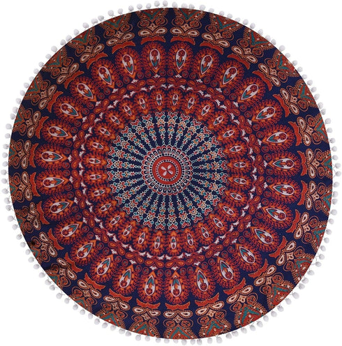 32 Inch Floor Pillow "Cover Only" Mandala Pouf Cover Seating Throw Cushion Cover Hippie Boho Pillowcase Cotton Ottoman