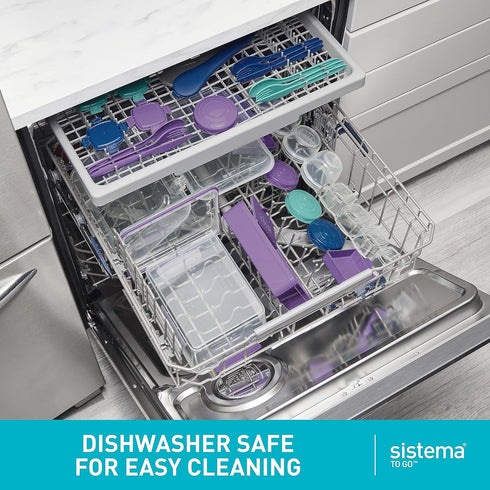 Sistema To Go Multi Split Meal & Food Container with Dividers & Clips, 820ml, BPA-Free, 1 Container, Color May Vary
