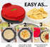 Taco Tuesday Deluxe Electric Quesadilla Maker, 8-Inch 6-Wedge Design with Extra Stuffing Latch, Red