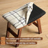 Bamboo Footrest Ottoman with Beige Striped Cushion and Brown Legs - Small Size