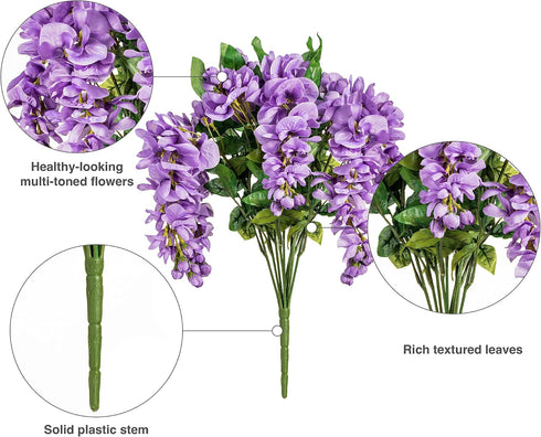 Vickerman Everyday Artificial Lavender Wisteria Bush - 19" Long - Sophisticated Faux Flowers with Lifelike Appearance