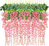 DearHouse 12 Pack Artificial Fake Wisteria Vine Hanging Garland Silk Flowers String Home Party Wedding Decor (Pink)