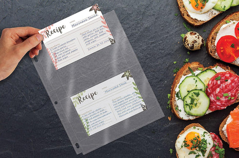 Better Kitchen Products Recipe Card Protective Sheets for 4" x 6" Cards, 50 Pack, Heavyweight, Fits Standard Binder