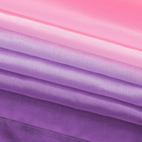Pink and Purple Curtains for Girls Bedroom Decor, 1 Single Panel Pocket Window Voile Pastel Sheer Ombre Rainbow (63