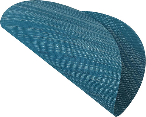 Red-A Imitation Bamboo Oval Woven Vinyl Placemats, Heat Resistant Washable Table Mats for Kitchen Table Set of 4, Blue