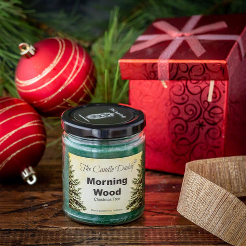 Morning Wood Christmas Tree & Pine Scented Candle, Funny Holiday Candle for Christmas, Hand Poured in USA, 6oz
